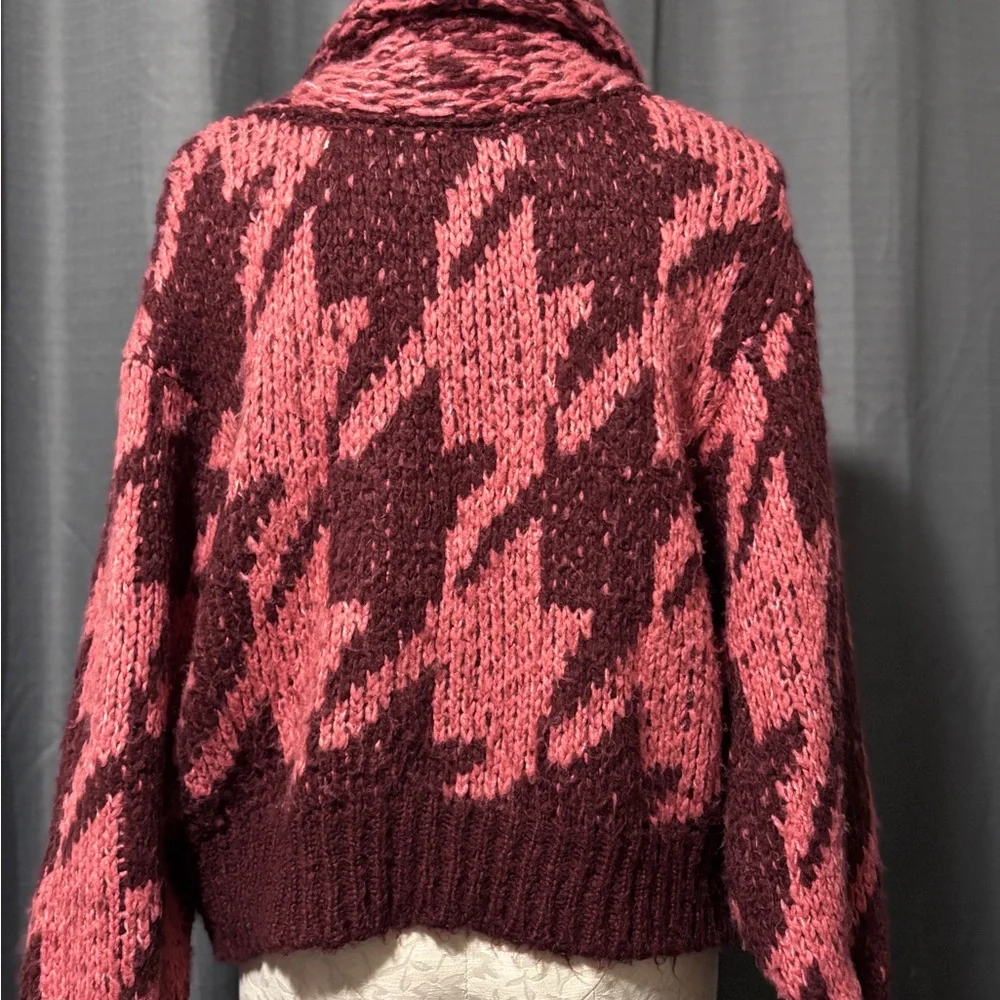 Anthropologie Ginny Oversized Pink/Maroon Cowl Neck Sweater - Picture 2 of 6